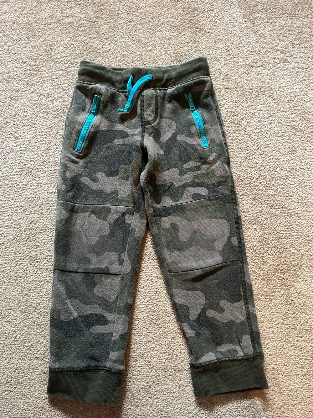 Gymboree Camouflage Joggers with Teal Zipper Accents